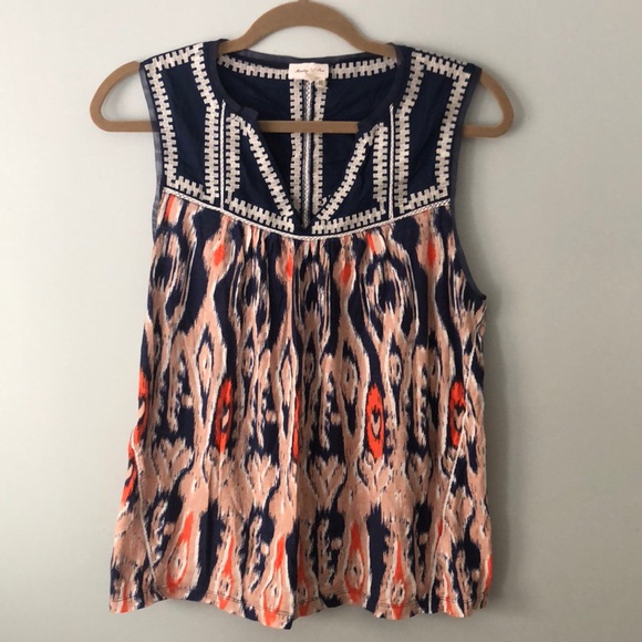 Anthropologie Tops - Anthropologie Meadow🌿Rue Geo-Stitches Tank Top